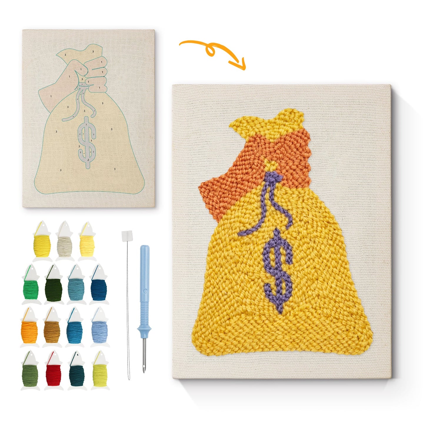 Money Bag - Punch Needle