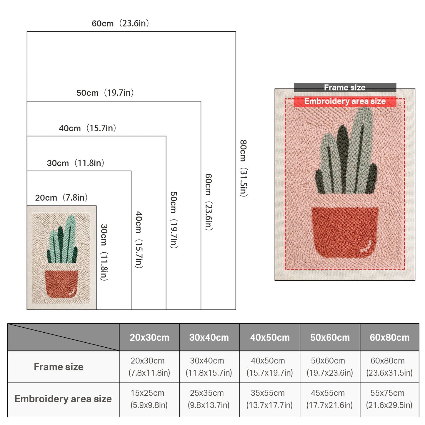 Cactus in Terracotta Pot - Punch Needle