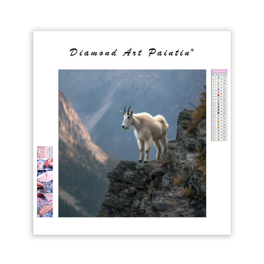 Mountain Goat on Cliff - Diamond Painting