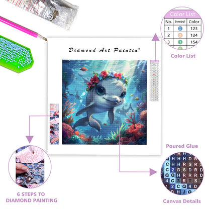 Coral Wreath Dolphin - Diamond Painting