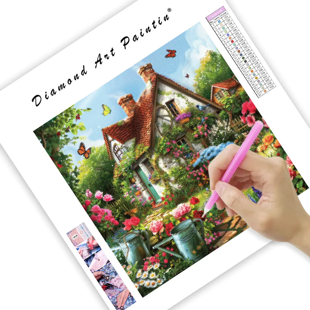 Blooming Garden Cottage - Diamond Painting