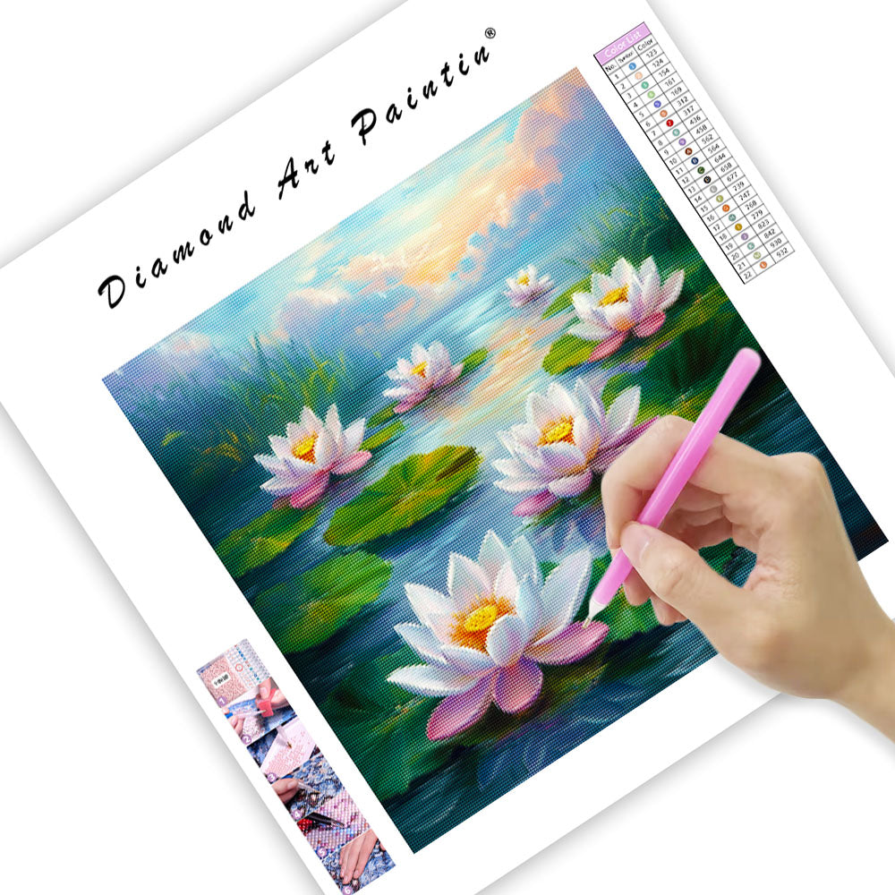 Lotus Pond - Diamond Painting