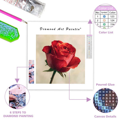 Detailed Red Rose - Diamond Painting