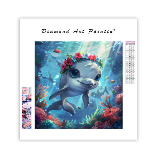 Coral Wreath Dolphin - Diamond Painting