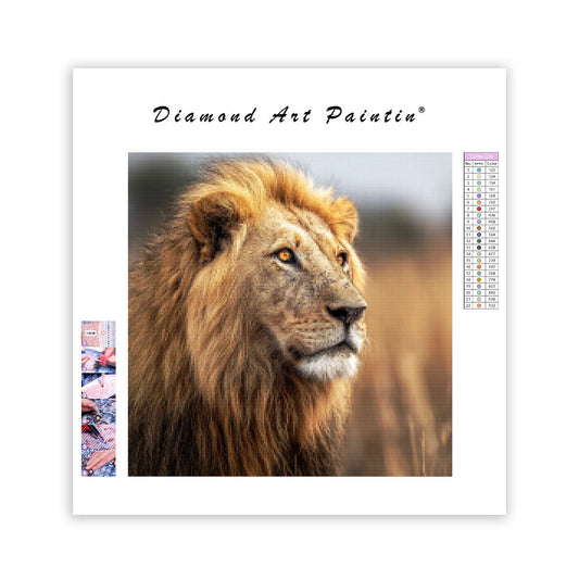 Lion's Majestic Gaze - Diamond Painting