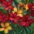 Red and Yellow Tropical Flowers - Diamond Painting