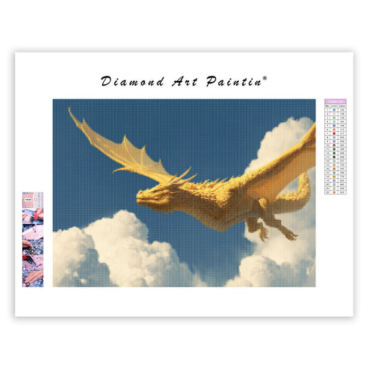 Golden Dragon Flying High - Diamond Painting