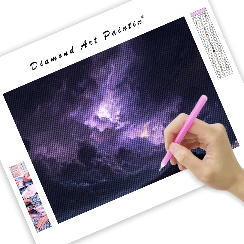 Stormy Sky Above the Wizard's Tower - Diamond Painting