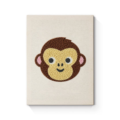 Monkey Face with Pink Ears - Punch Needle