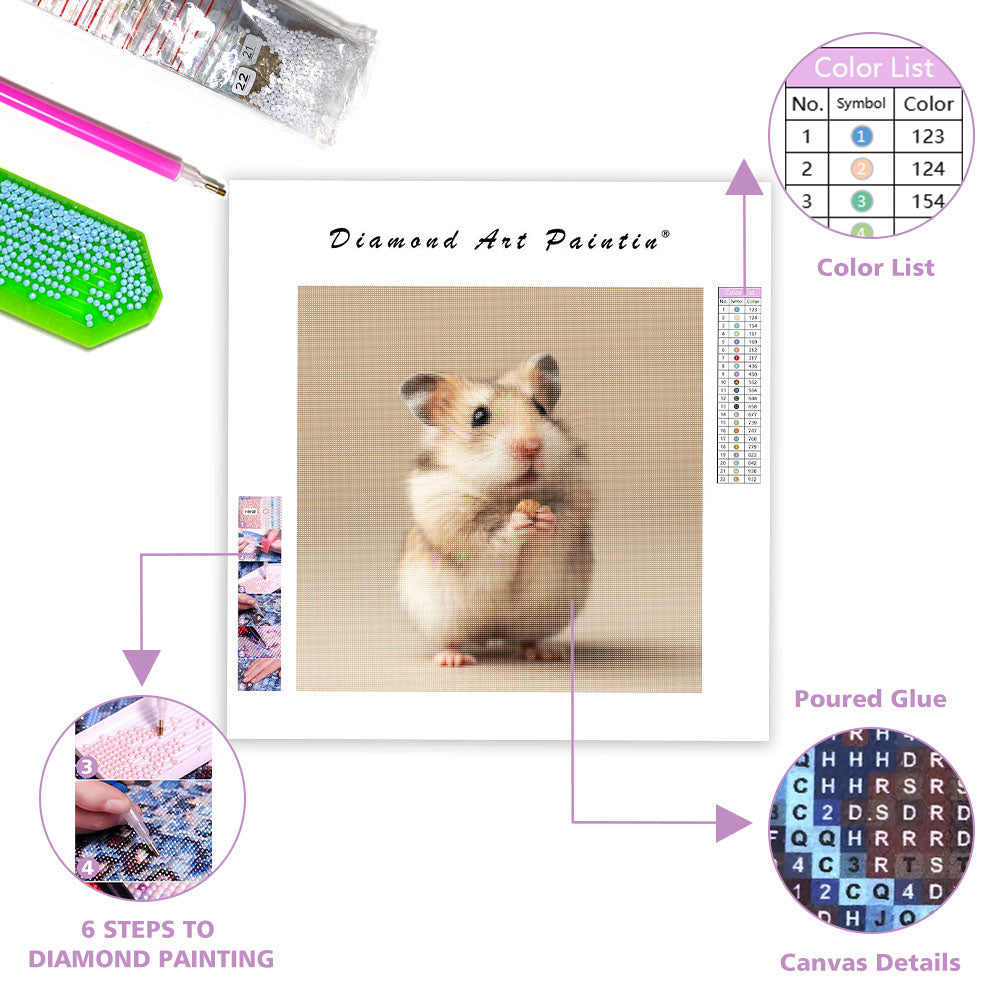 Dwarf Hamster with Seed - Diamond Painting