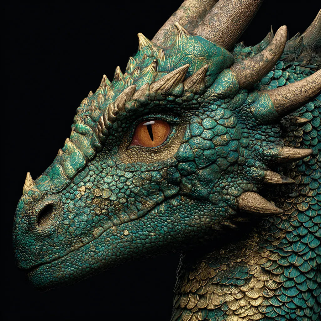 Emerald Dragon Head - Diamond Painting