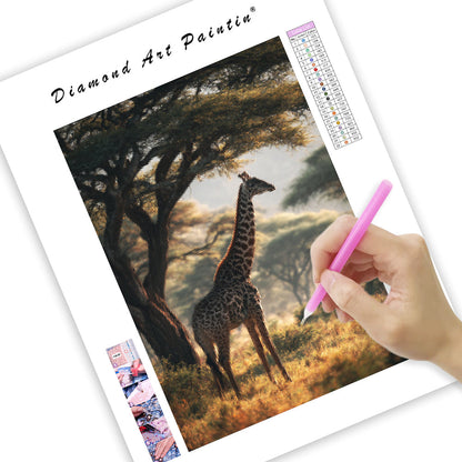 Giraffe Browsing the Acacia Trees - Diamond Painting