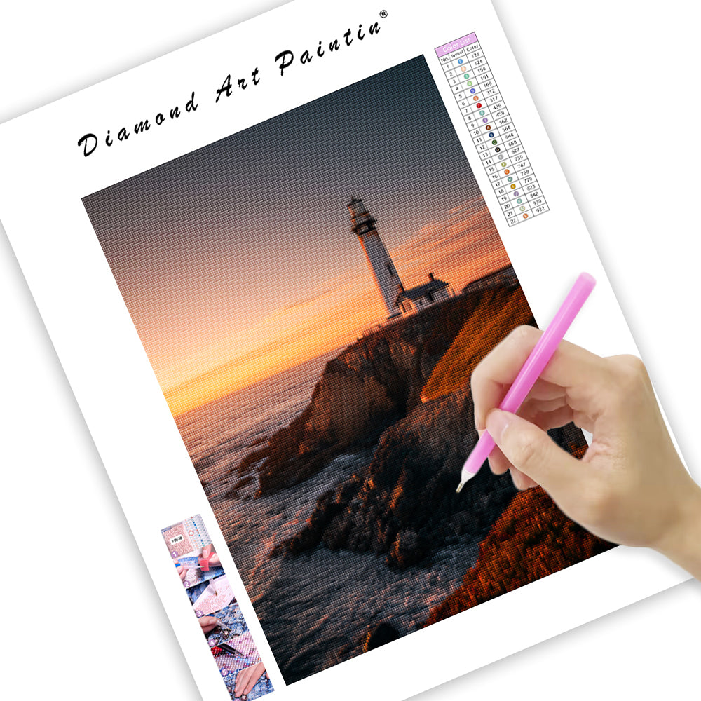 Lighthouse at Sunset - Diamond Painting