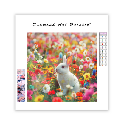 Bunny with Flowers - Diamond Painting