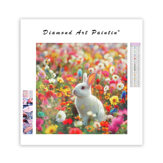 Bunny with Flowers - Diamond Painting