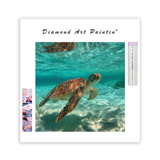 Sea Turtle in Clear Water - Diamond Painting