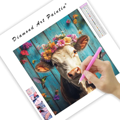 Floral Cow - Diamond Painting
