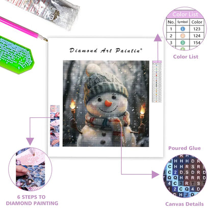 Cute Snowman in Forest - Diamond Painting