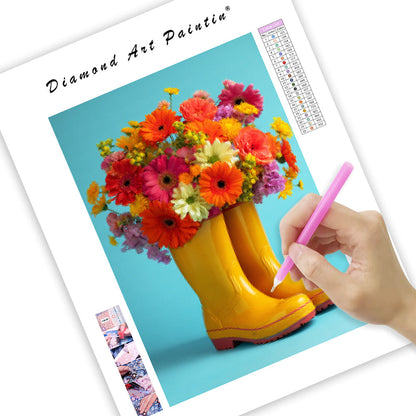 Rain Boots Flowers - Diamond Painting
