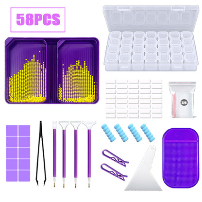 Diamond Painting Tools Funnel Dot Drill Tray Set 58-Gate Storage Box Combination - Gift