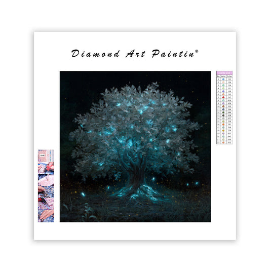 Glowing Silver Tree - Diamond Painting