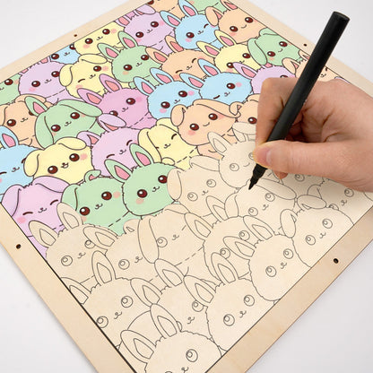 Rabbits - Wooden Coloring Puzzle