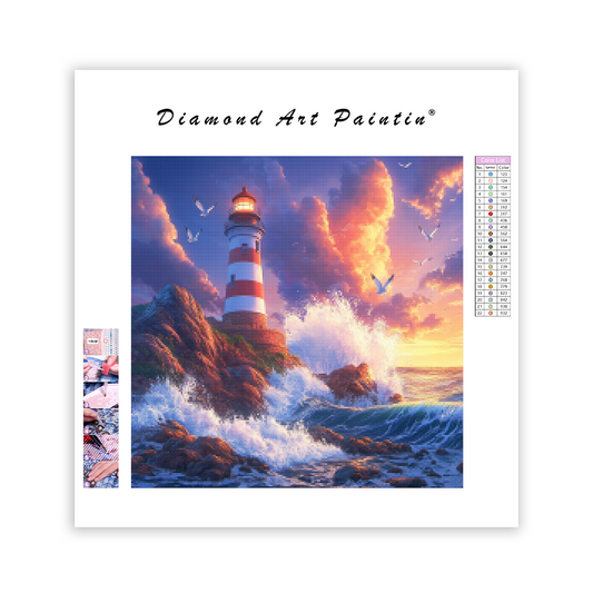 Lighthouse Sunset View - Diamond Painting
