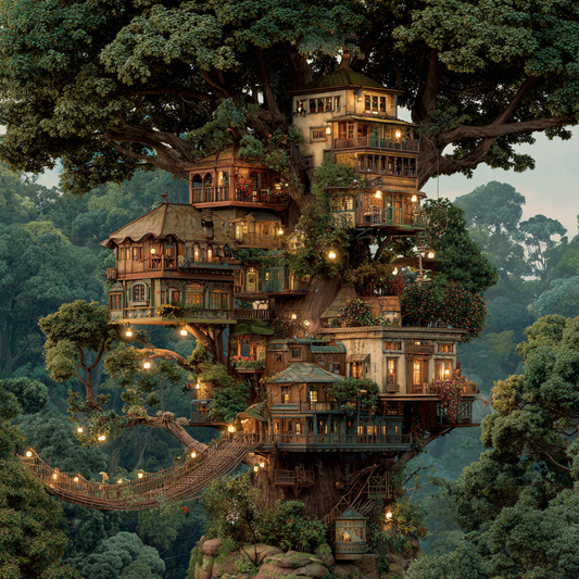 Enchanted Oak Treehouse - Diamond Painting