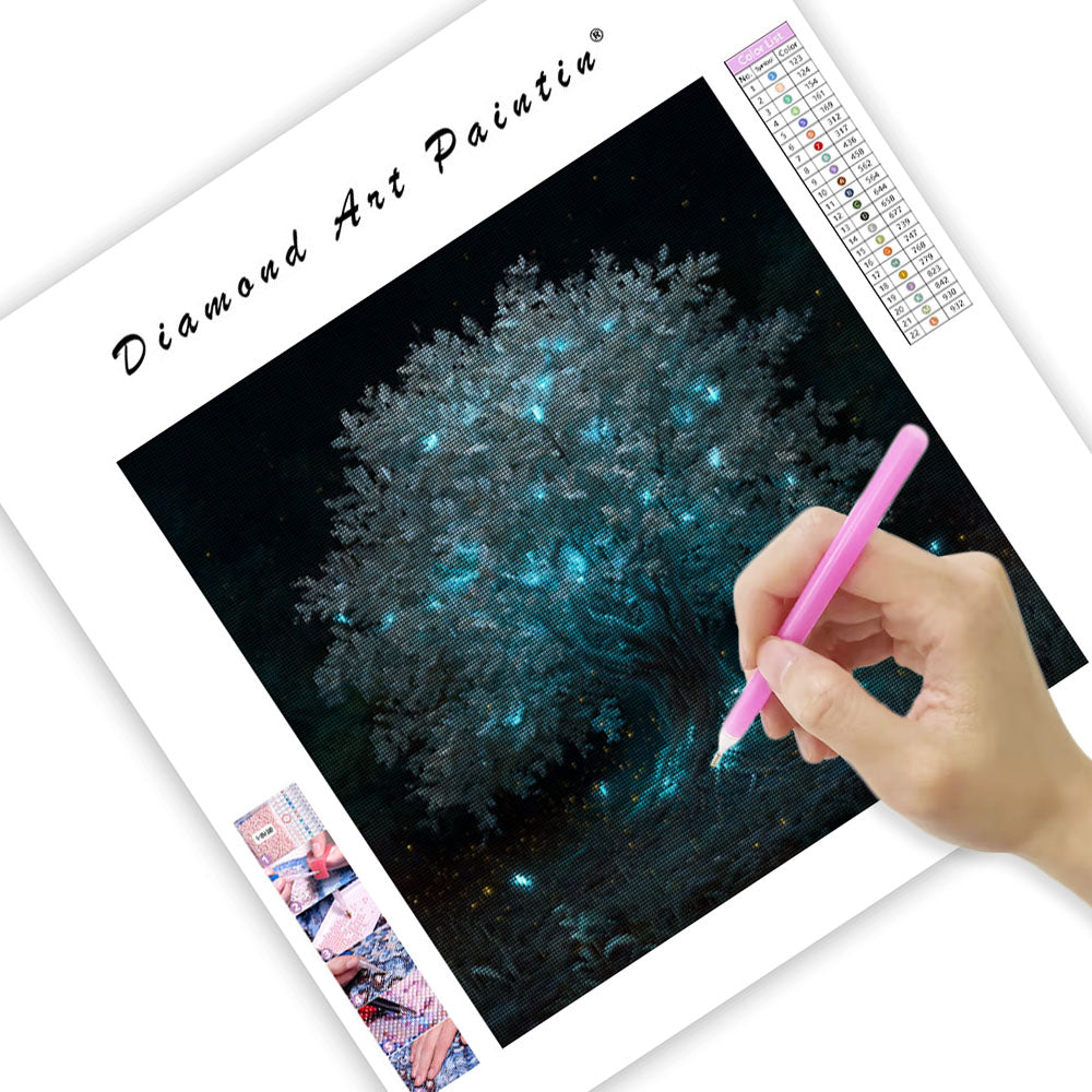 Glowing Silver Tree - Diamond Painting