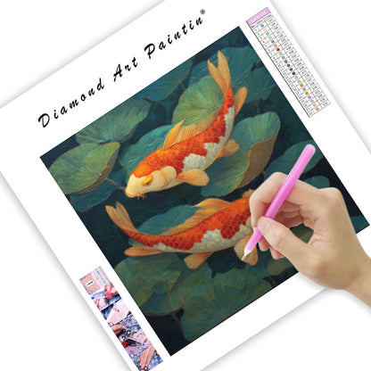 Koi in Lily Pond Art - Diamond Painting