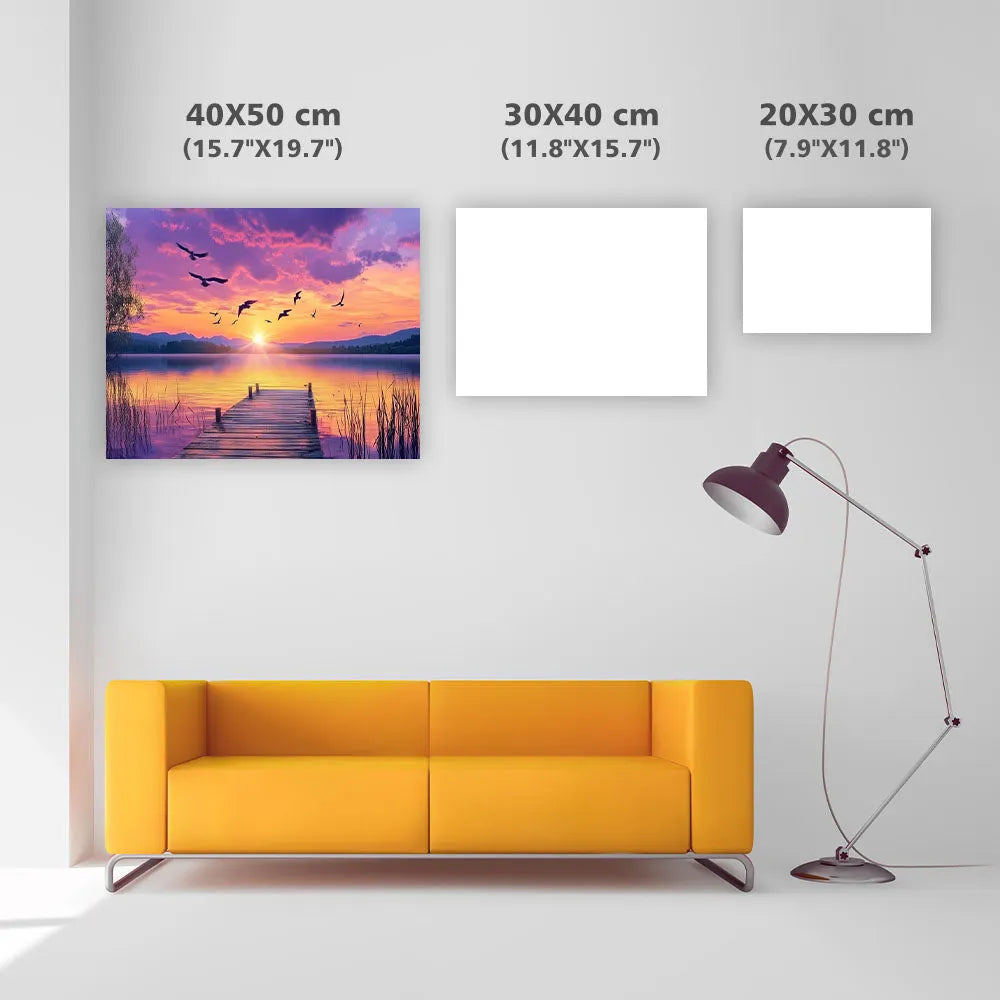 Tranquil Lake Sunset - Diamond Painting