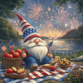 Patriotic Gnome Picnic - Diamond Painting