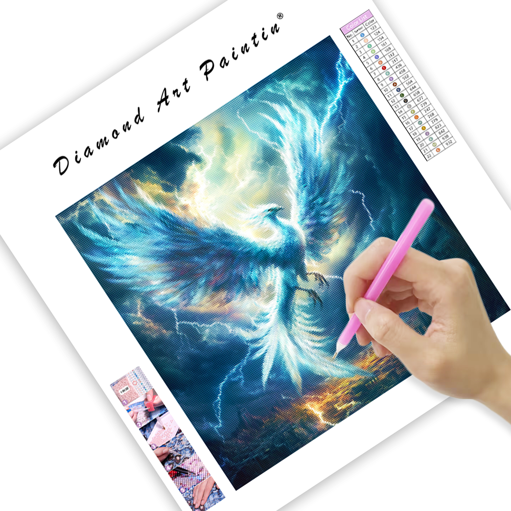 Silver Phoenix Rising - Diamond Painting