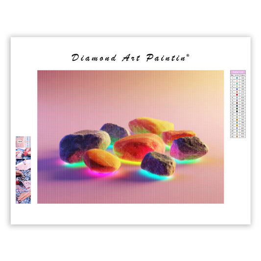 Floating Neon Stones - Diamond Painting
