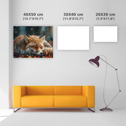 Sleeping Fox in Autumn Leaves - Diamond Painting