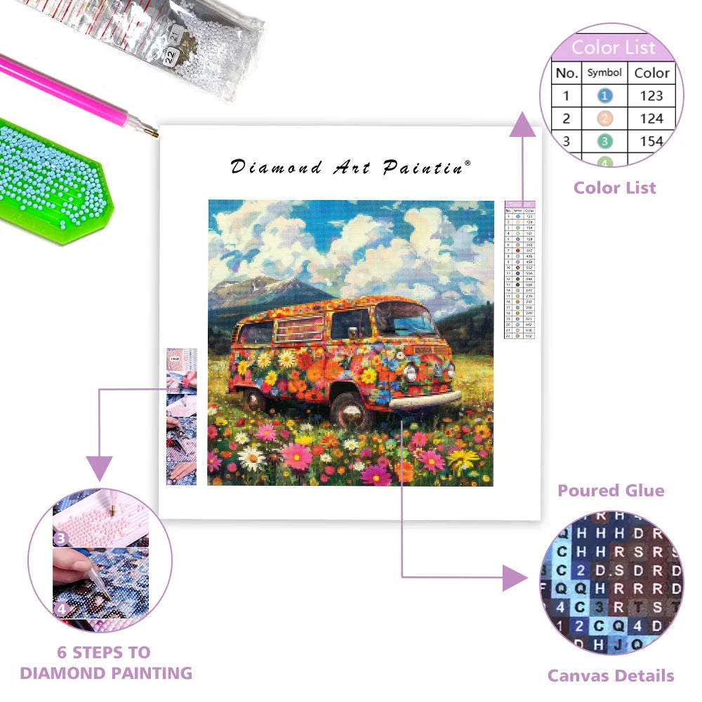 Flower Bus Journey – Diamond Painting