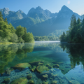 Crystal Lake in the Mountains - Diamond Painting