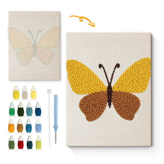 Yellow and Brown Butterfly - Punch Needle