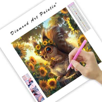 Sunflower Squirrel - Diamond Painting
