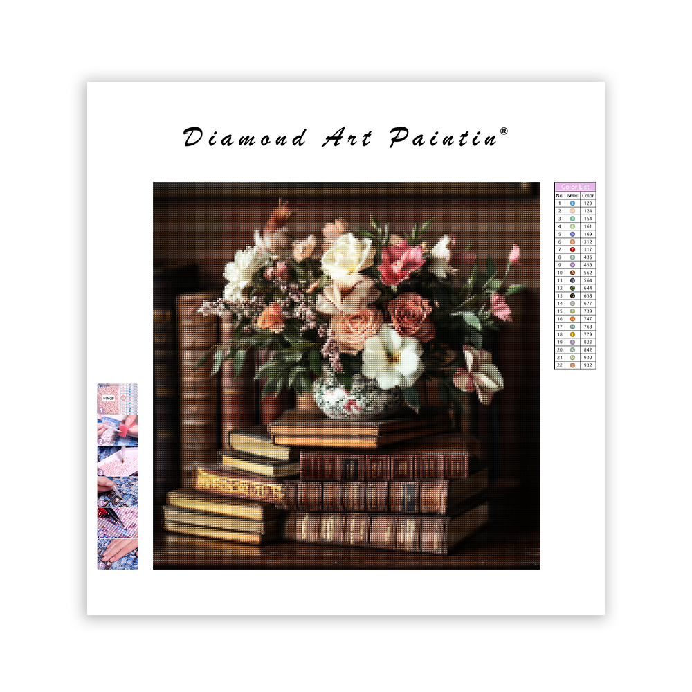 Floral Bookshelf - Diamond Painting