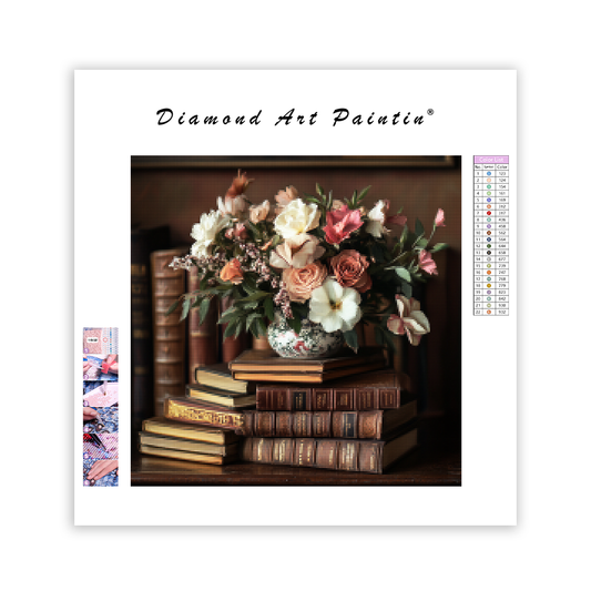 Floral Bookshelf - Diamond Painting