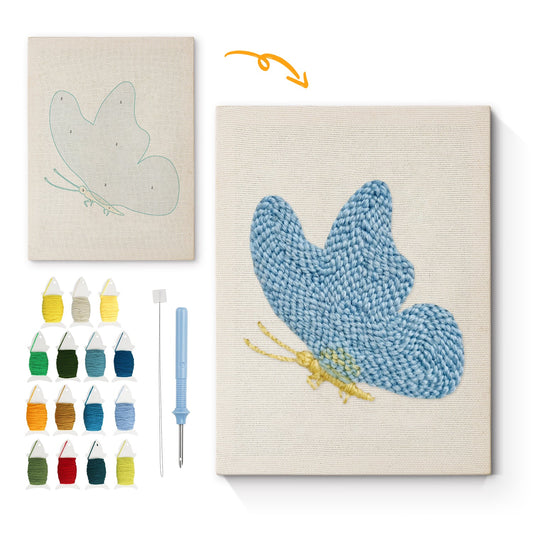 Blue Butterfly - Punch Needle