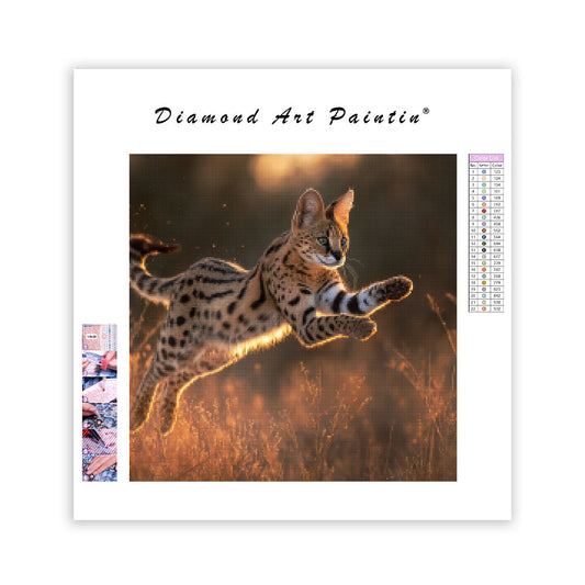 Serval Leaping - Diamond Painting