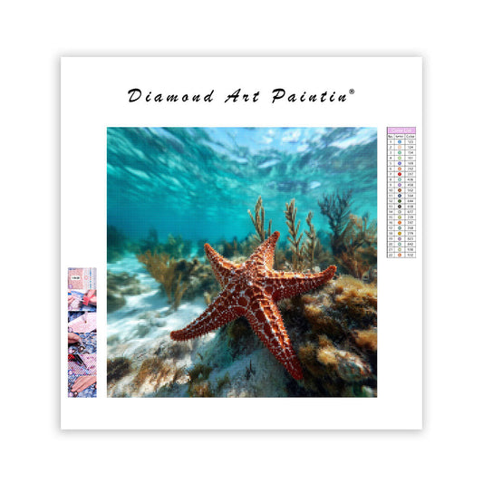 Orange Starfish on Reef - Diamond Painting