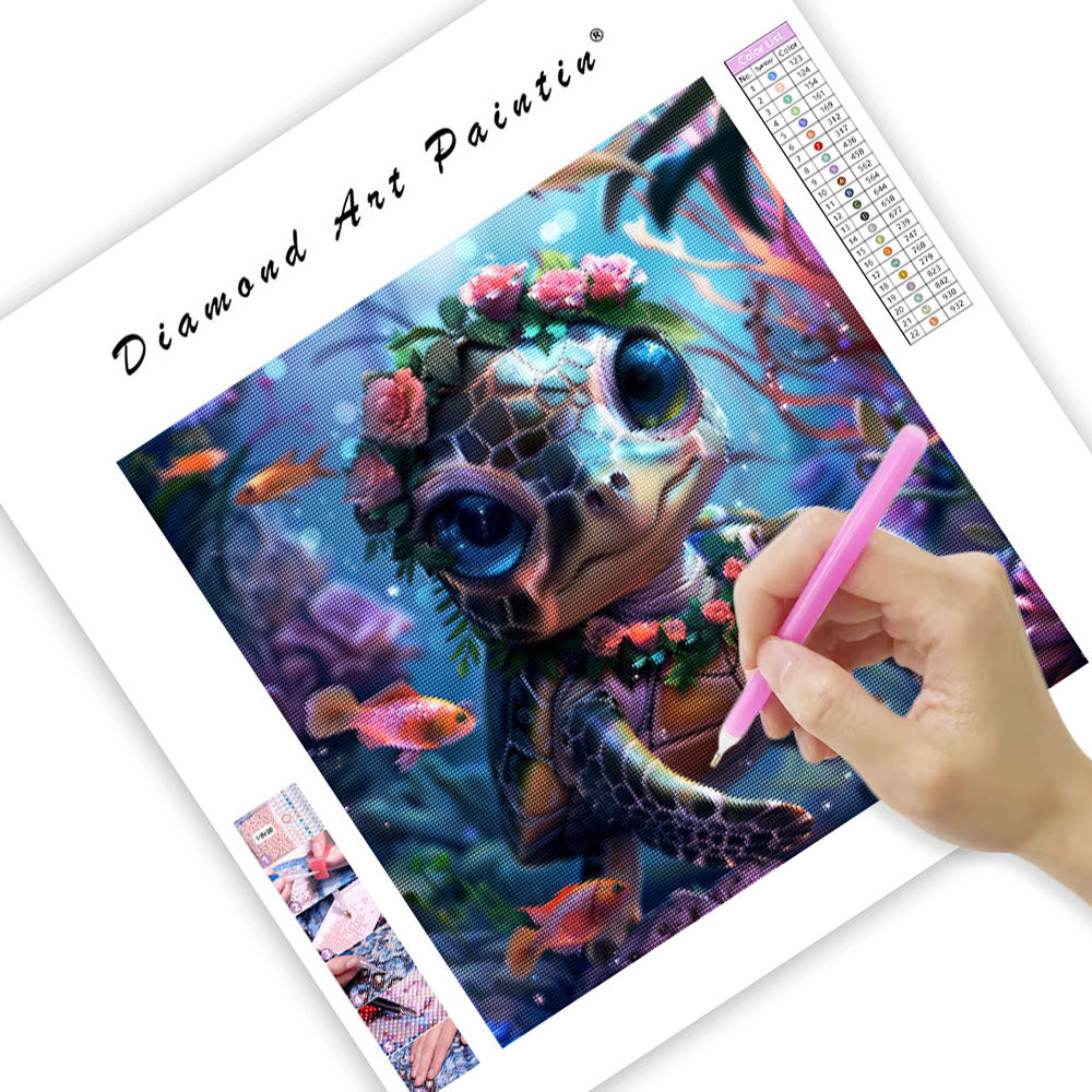 Sea Flower Baby Turtle - Diamond Painting