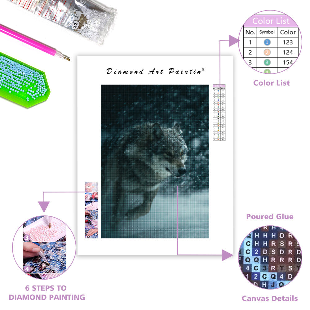 Wolf and Snowstorm - Diamond Painting