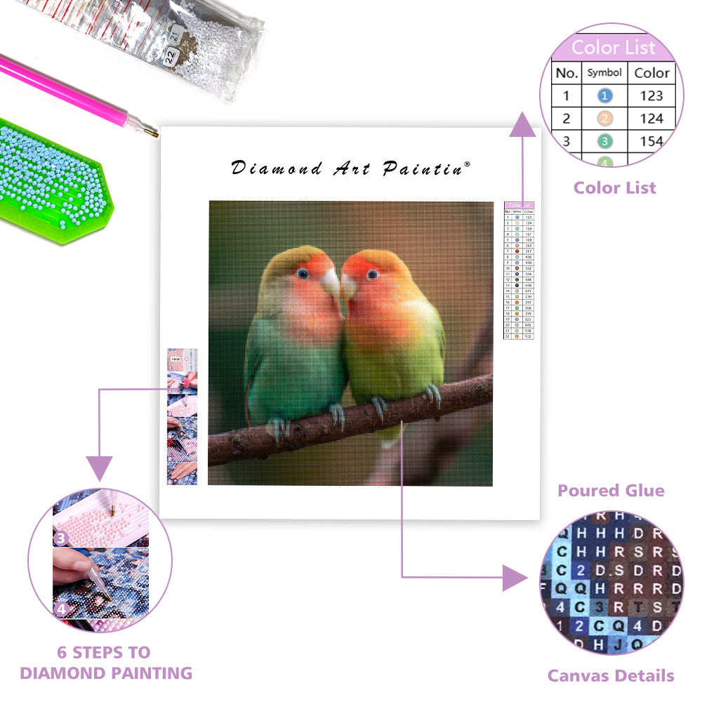 Lovebirds Kissing - Diamond Painting