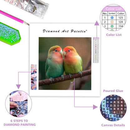 Lovebirds Kissing - Diamond Painting