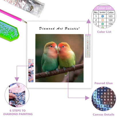 Lovebirds Kissing - Diamond Painting
