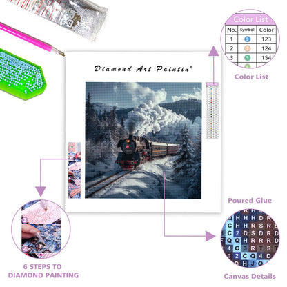 Steam Train Winter - Diamond Painting